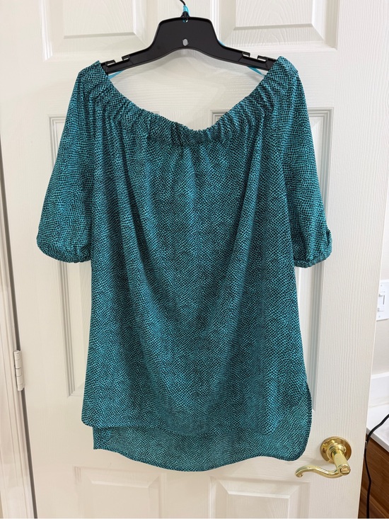 MICHAEL Michael Kors Tops - Michael Kors Teal Off-Shoulder Puff Sleeve Women's Top Size XL